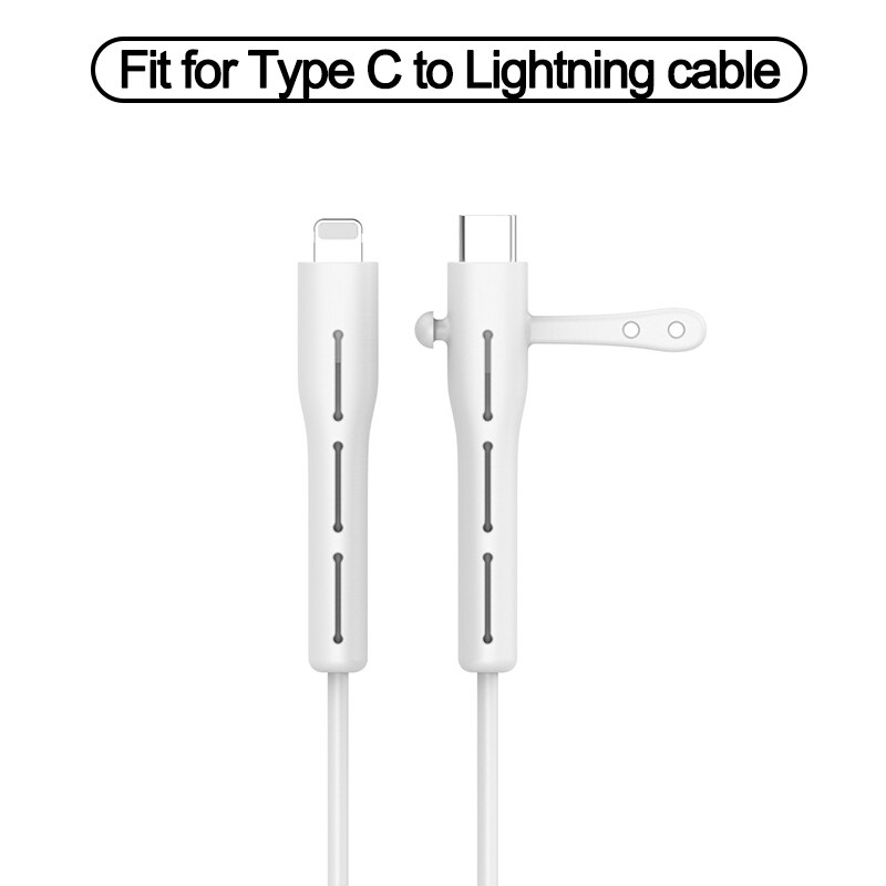 Kabel ładujący Protector do słuchawek iPhone uchwyt do kabli danych opaski do kabli winder Clip ładowarka przewód do zarządzania kablami organizer: TC to L-White