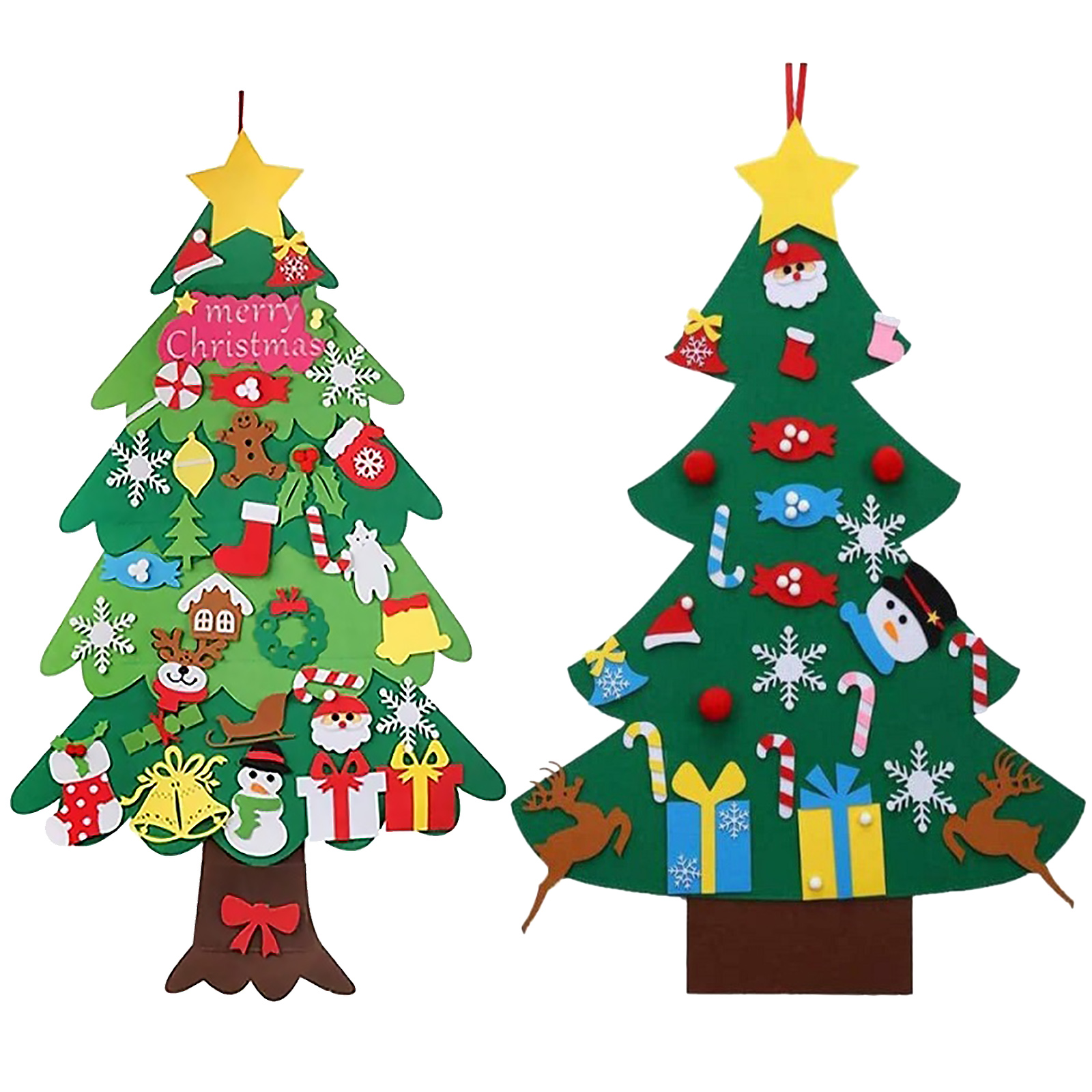 Kids DIY Felt Christmas Tree Christmas Decoration for Home Year Xstmas Decor Removable Felt Hanging Ornaments