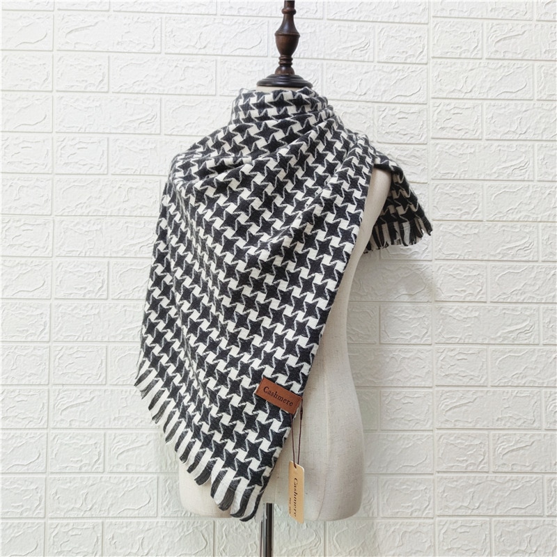 Pied-de-poule geruite sjaal voor dames, warmere winter kasjmier pashmina sjaals, dikke dekens, omslagdoeken, foulards, sjaals, bandana's