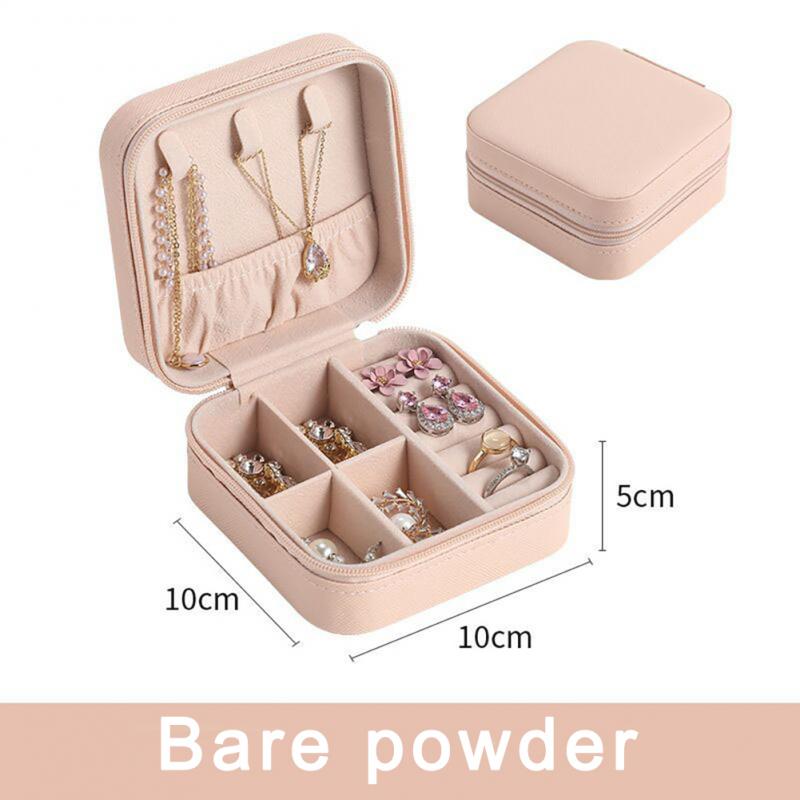 Portable Jewelry Storage Box For Earrings Necklace Ring Button Leather Display Travel Jewelry Case Joyeros Organizador De Joyas: pink