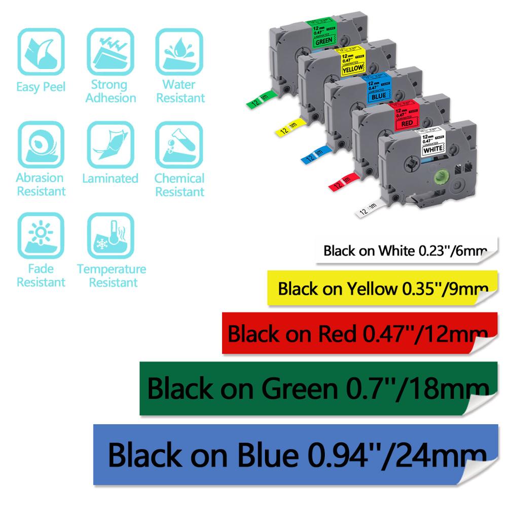 UniPlus noir sur blanc 9mm bandes d'étiquetage TZe221 TZE-221 Compatible pour Brother p-touch imprimante PT-D600 PT-H100 TZ bandes