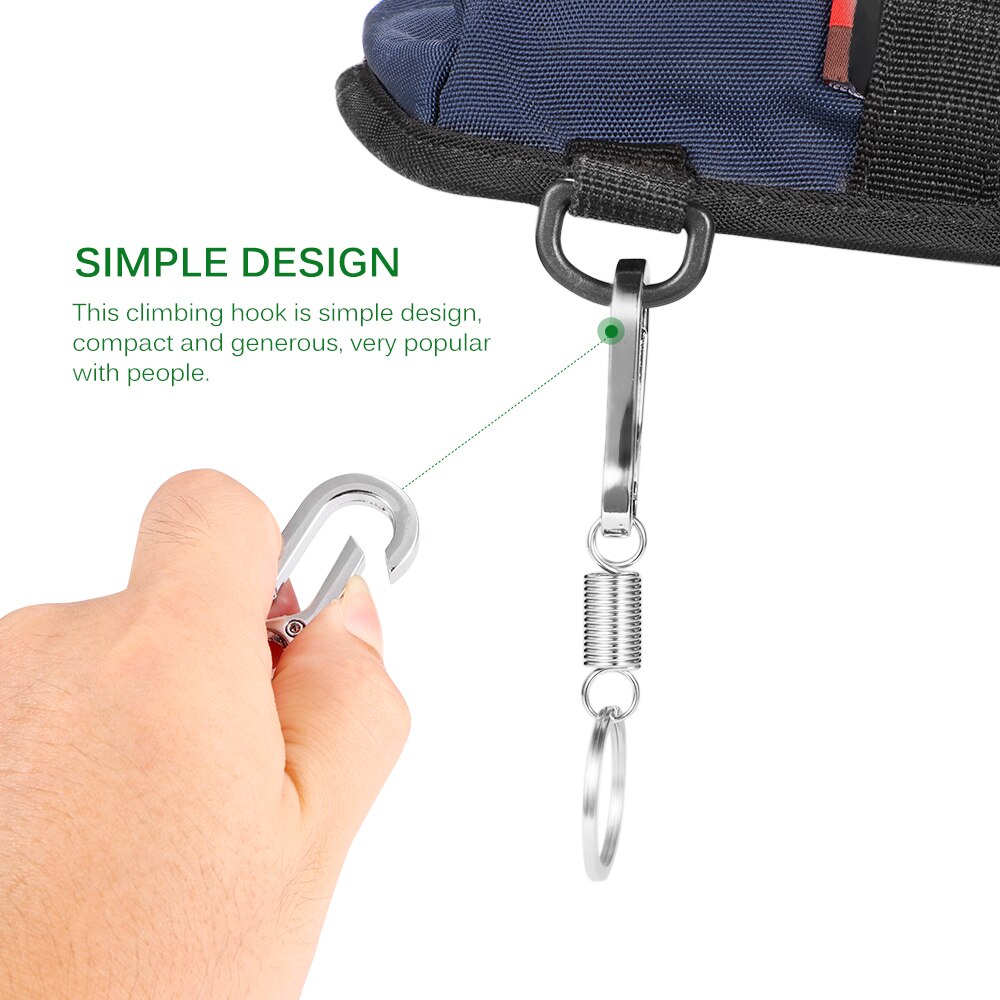 Vingtank eenvoudige, sterke karabijnhaakvormige sleutelhanger van roestvrij staal, sleutelhanger voor mannen, klimhaak, sleutelhangerringen