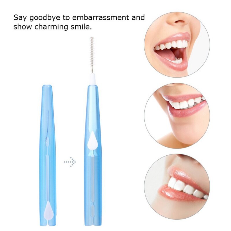Push-Pull Interdental Brush Gum Interdental Tooth Brush Orthodontic Wire Brush Toothbrush Oral Care Toothpick 60 Pcs/Pack