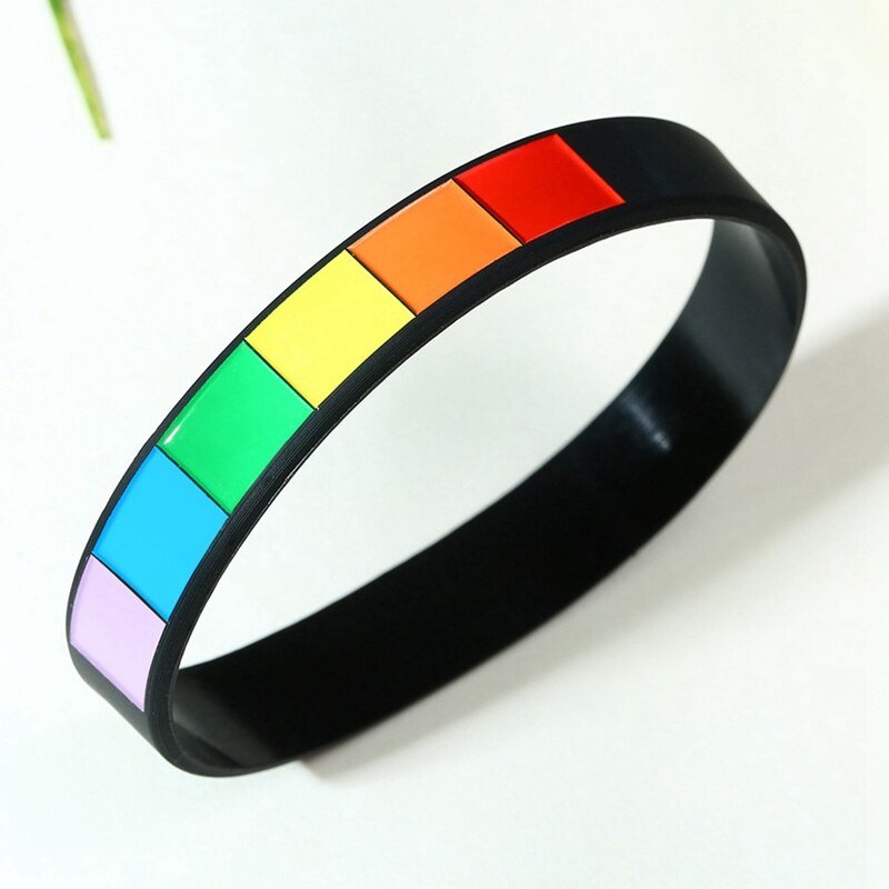 Kunststoff Silikon Regenbogen Armband Sport Gummi Armbänder Hologramm Armbänder Trendy Unisex Geometrische