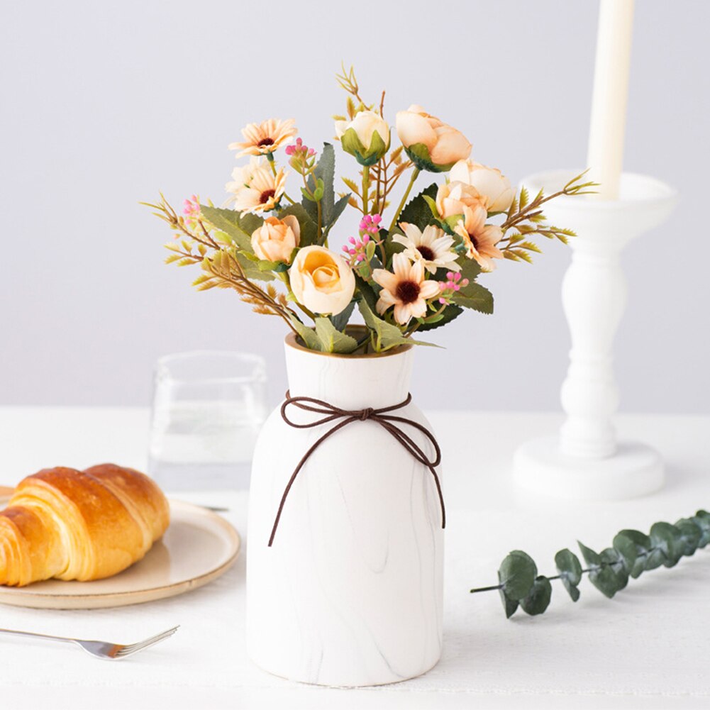 Ikke-falmende kunstig blomst rose marguerit blade naturlig buket gør-det-selv buket bryllupsfest boligindretning искусственный букет