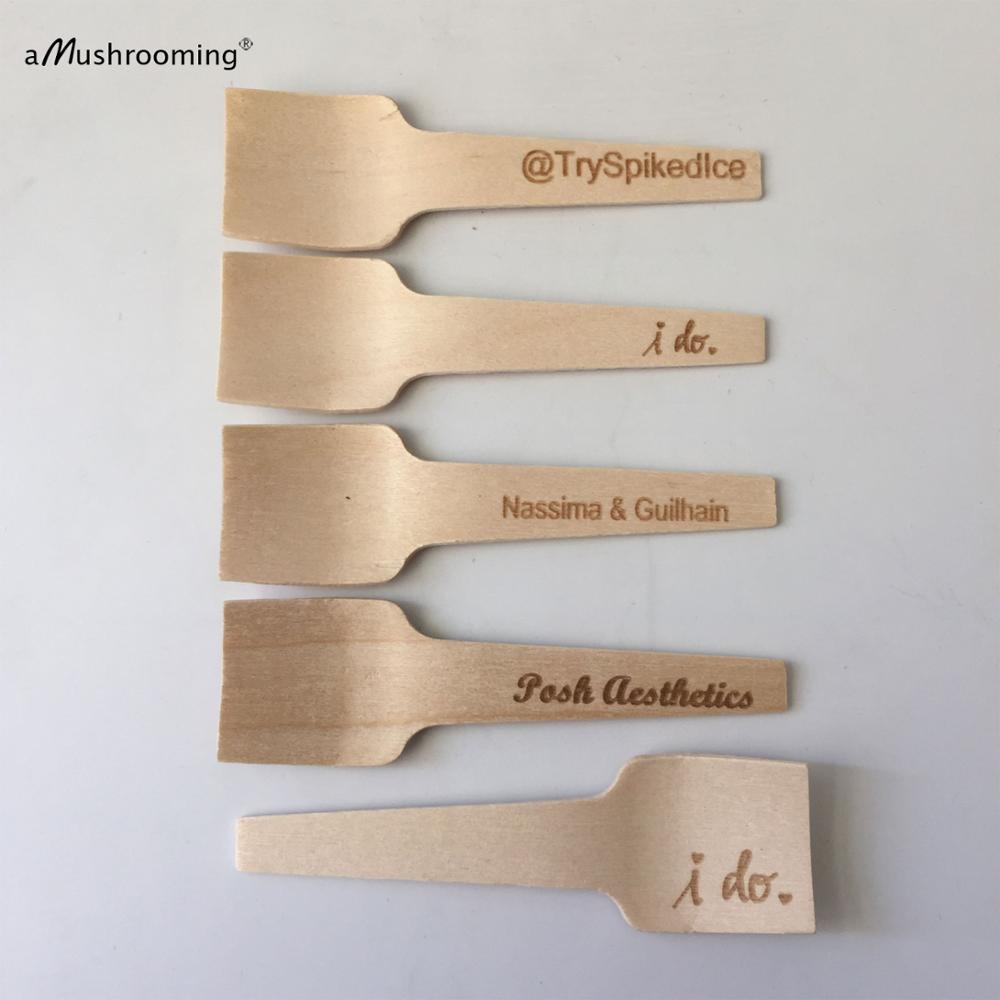 premium wood spoon 7cm 50 pc - wood coffee spoons dessert spoons tea beverage coffee restaurant home sugar Cupcake Coffee Scoops