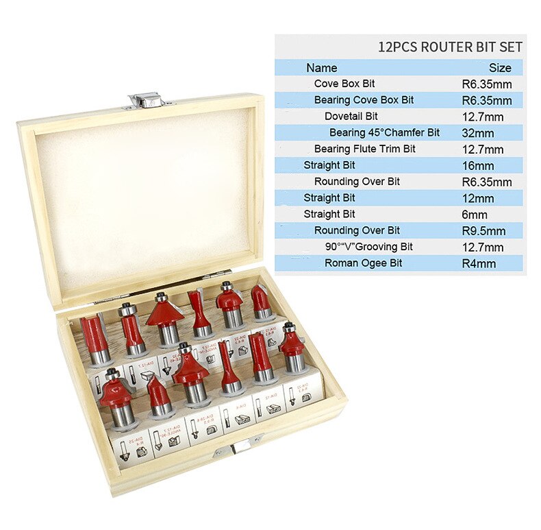 2300W 30000rpm Wood Electric Hand Trimmer Woodworking Engraving Slotting Trimming Hand Carving Machine Wood Router Joiners Set: 12pcs