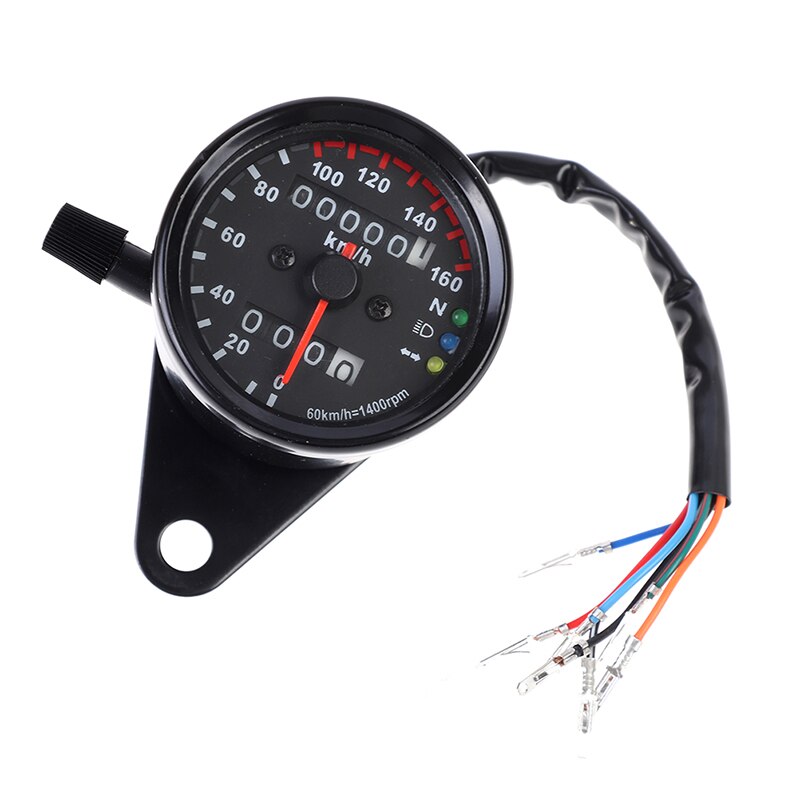 Universele Motorfiets Snelheidsmeter Kilometerteller 12V Motorfiets Dual Speed Meter Met Led Indicator Snelheidsmeter Motorfiets: a