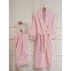 Nakkıs Geborduurd 100 Katoen 2 Stuk Mannelijke Badjas Set Badkamer Douche Casual Herfst Winter Flanel Lange Jurk Dikke Warme Nachtkleding ar: Roze
