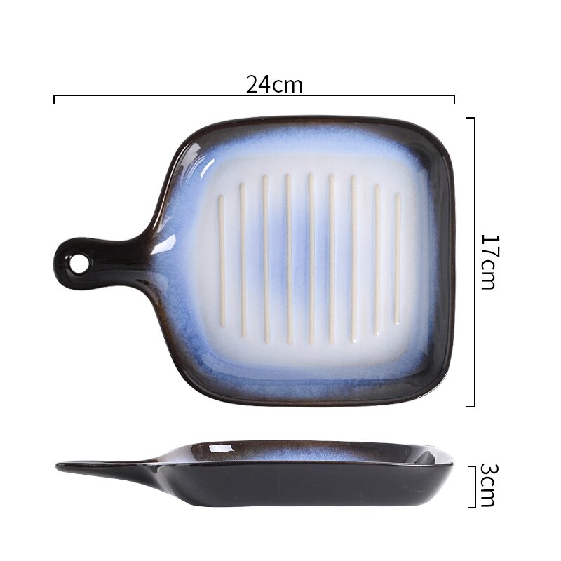 FANCITY Home baking trays, ceramic handle plates, oven baking, rice plates, dish plates: 6