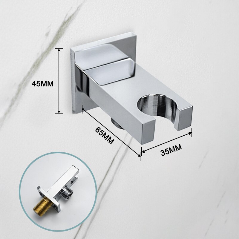 Handheld Shower Head Water Saving Chrome Plating Bathroom Rainfall Brass Square High Pressure Hand Shower Head Sprayer Holder