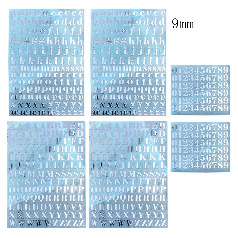 1/5/6Pcs 1/3/4/9mm litery alfabetu numery Chunky Glitter żywica epoksydowa dekoracyjne naklejki