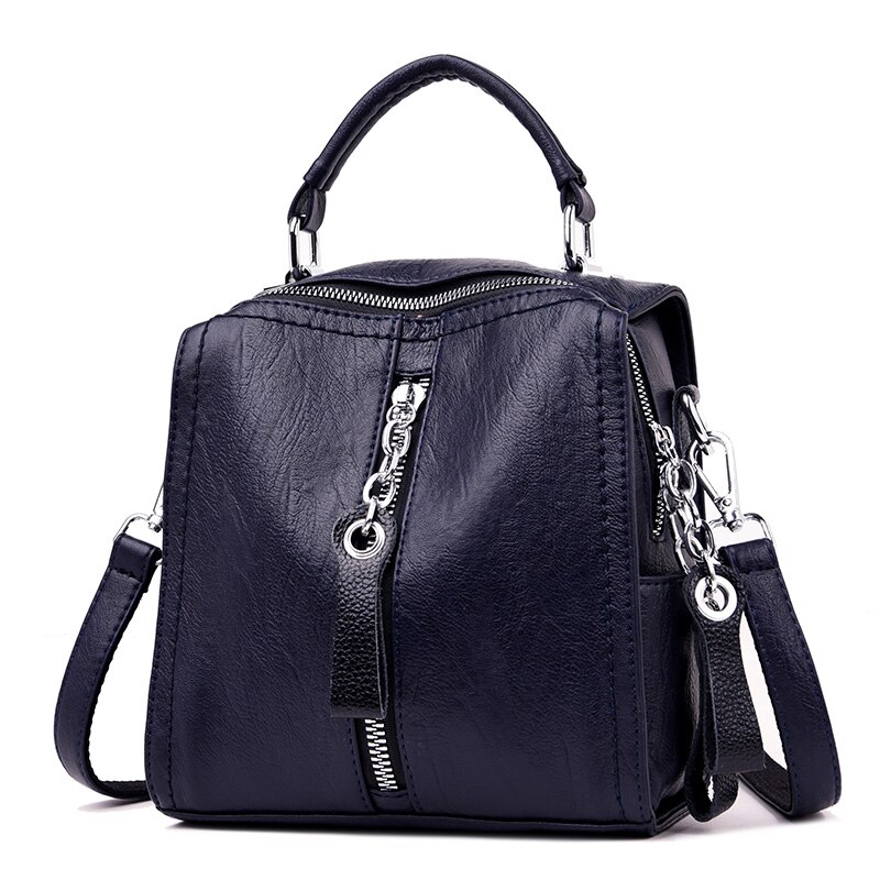 Glorria Luxury Leather Handbags Women Bags Shoulder Crossbody Bag for Women Multifunction Bag Big Tote Sac: Blue