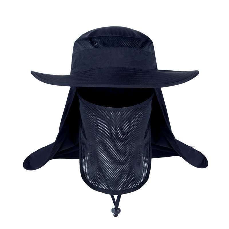 Summer Outdoor Sun Protection Fishing Cap Neck Face Flap Hat Wide Brim Face Neck Cover Protection for Men LL@17