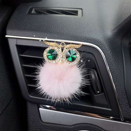 Sød krystal bil luftfrisker parfume dejlig ugle auto udtag ventil fast duft duft bil styling interiør tilbehør: Lyserød