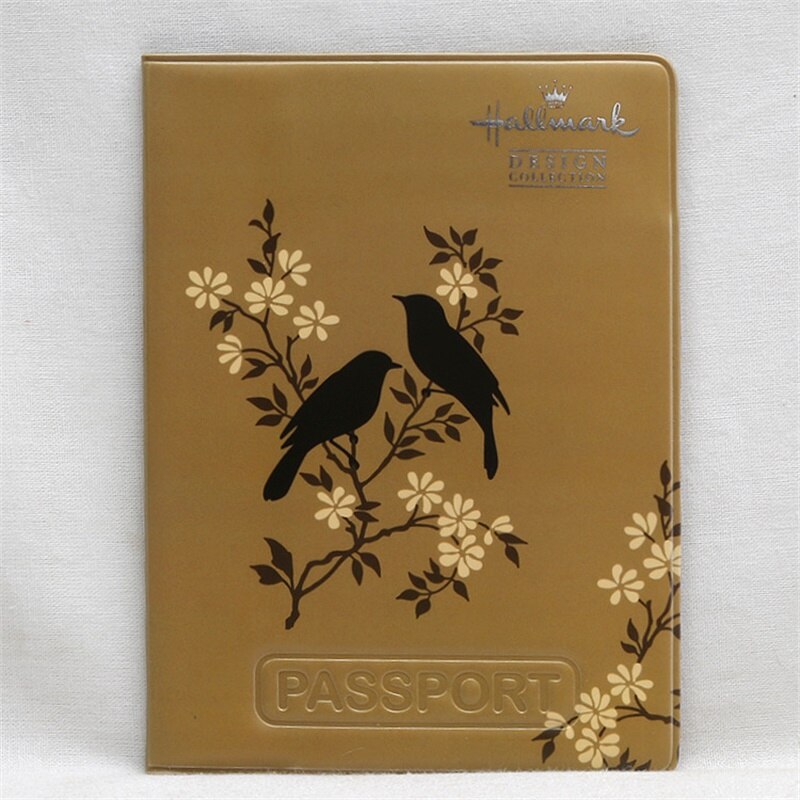 Vrouwen Hond Patroon Paspoort Cover Voor Travel Accessoires Pvc Id Bank Kaarthouder Georganiseerd Bag: flower bird