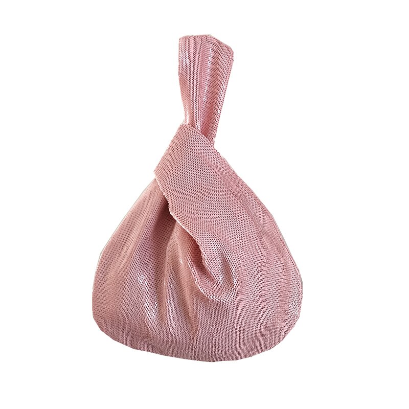 Estelle Wang-Bolso de lentejuelas de Color blanco brillante para mujer, bolsa de mano pequeña con nudo japonés, de día, Vintage, de retales