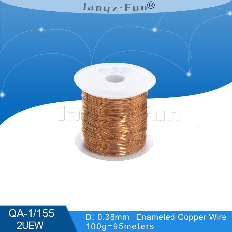100g polyuretanemaljerad koppartråd lackerad diameter 0.1mm to 0.4mm qa -1/155 2 uew för transformatortrådbygel: 0.38mm 95 meter