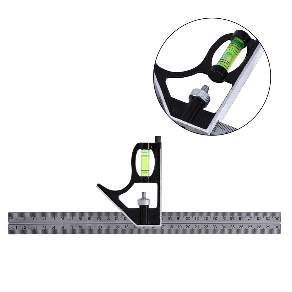 thumbnail image 2 of 300mm Adjustable Combination Try Square Set – Stainless Steel, Metric/Imperial, 12" Right Angle Guide 2 of 4