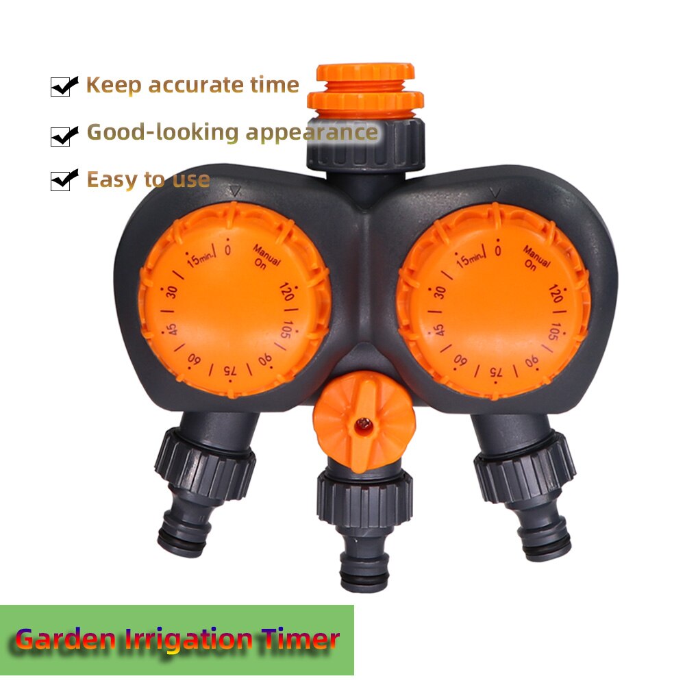 Garden Mechanical Timer Double Control 3-Way Watering Irrigation Automatic Controller for Greenhouse Plants Irrigation System