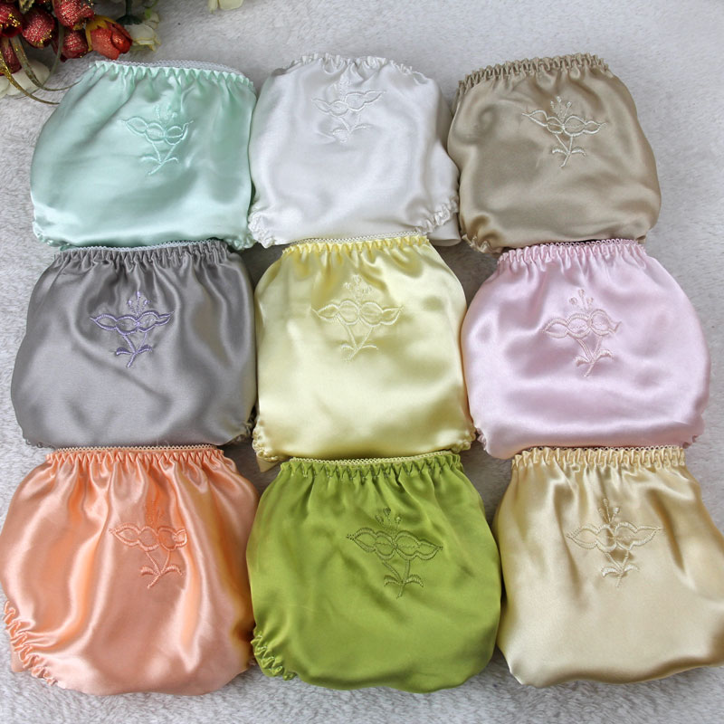 Women Silk Satin Panties Female Floral Embroidery Underwear 3psc Pack Ladies Knickers Briefs