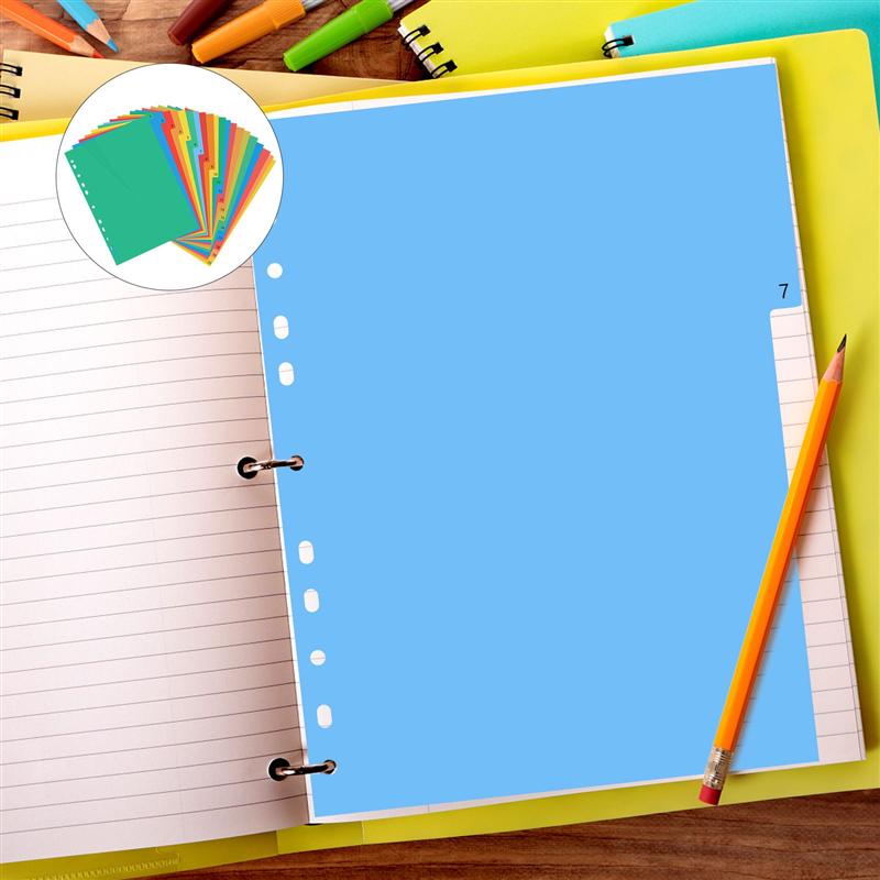20 Pages A4 Colorful Index Page Classified Lables Plastic Tab Dividers Card paper to prevent bending(Color Printed Number)