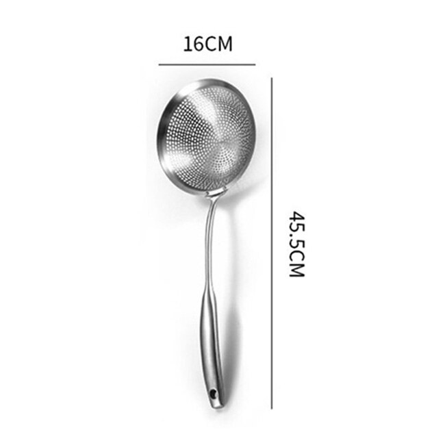Colador de acero inoxidable para freír aceite, cuchara para freír fideos, Bola de masa hervida, herramientas de cocina, utensilios de cocina, 304: 16cm