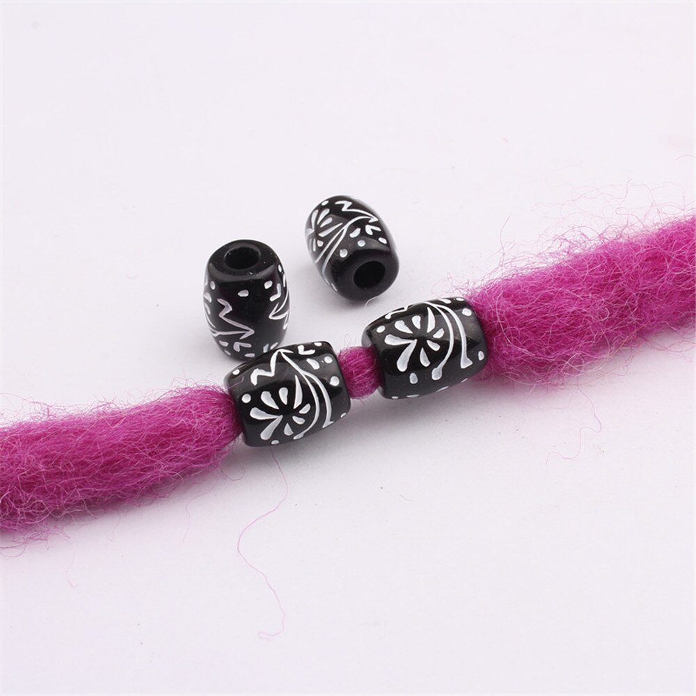 100/50/20/10 Pcs Plastic Black Hair Beads For Dreadlocks Hair Braid Tubes Cuffs Beads Dreadlock Bead Clip Women Hair Accessories
