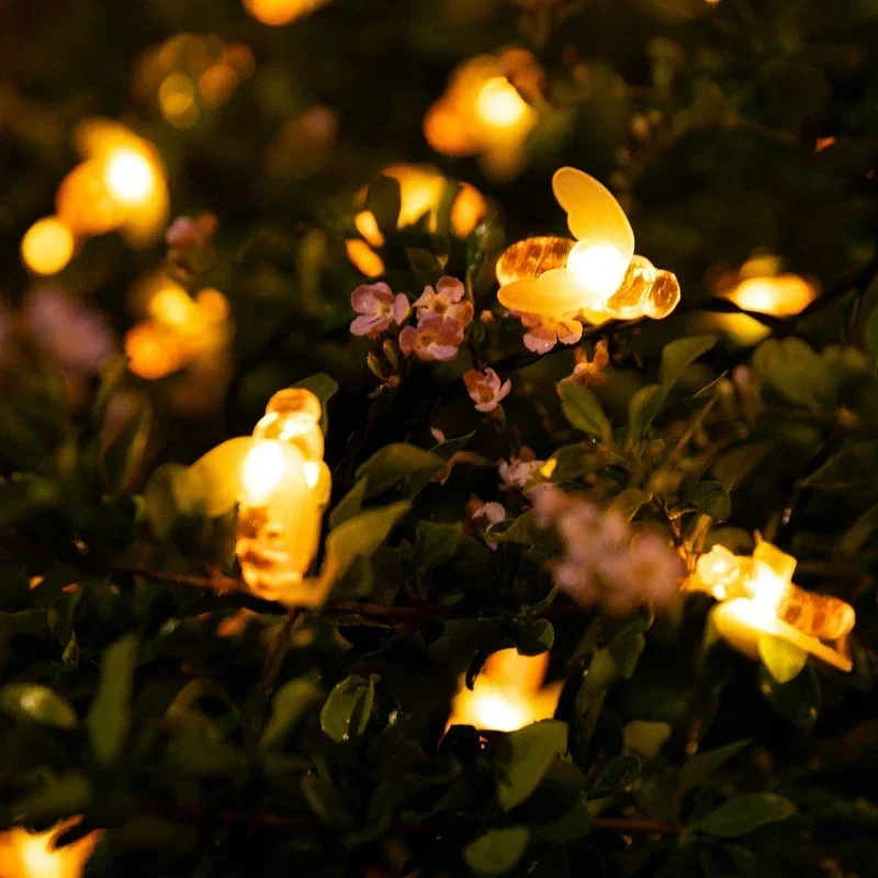 Solar-Bienen-Lichterkette für den Außenbereich, Lichterkette, Weihnachtsgirlande, 8 Modi, wasserdichtes Terrassenlicht für Gartenparty-Dekoration
