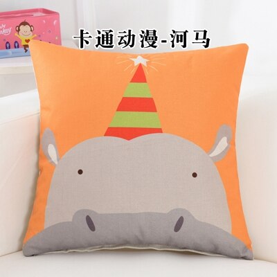 Cute Cartoon Printing Linen Square Sofa Children Cushion Cover Nap Throw Pillow Case Decorbox Home Decor Household Supplies: 2