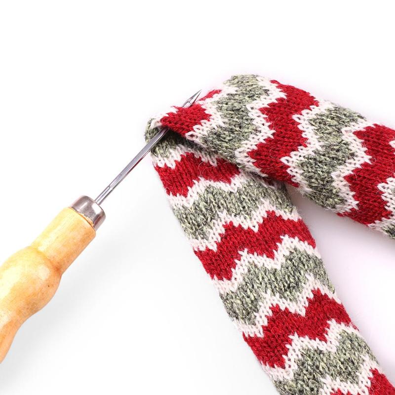 5 uds de cuero herramientas de mango, madera punzón mango de madera punzón de coser mano grapadora de cuero zapato de lona herramientas de reparación