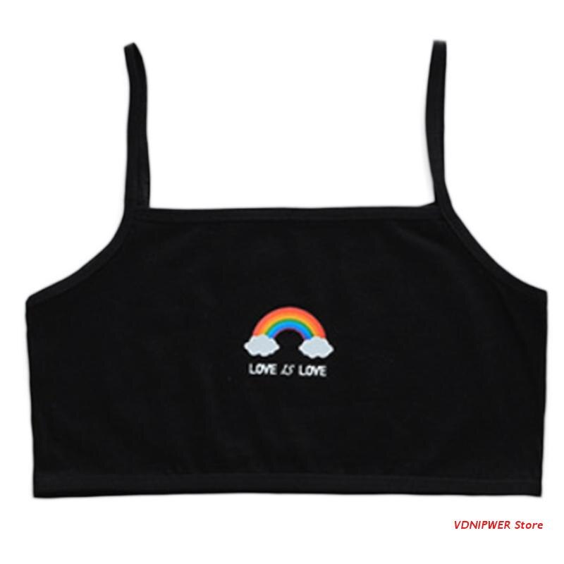 Estudiante pubertad chica verano sujetador de entrenamiento lindo Arco Iris dibujo de nube ropa interior transpirable capa Bralette sin aros