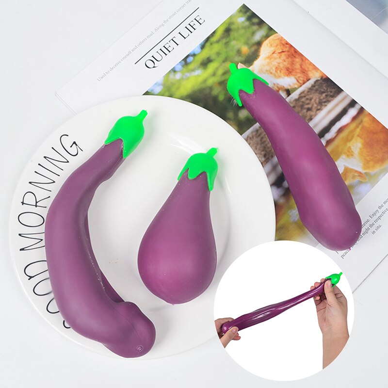 1pcs Cute TPR Squeeze Antistress Entertainment Squishe Cartoon Eggplant Squeezing Stress Relief Toy