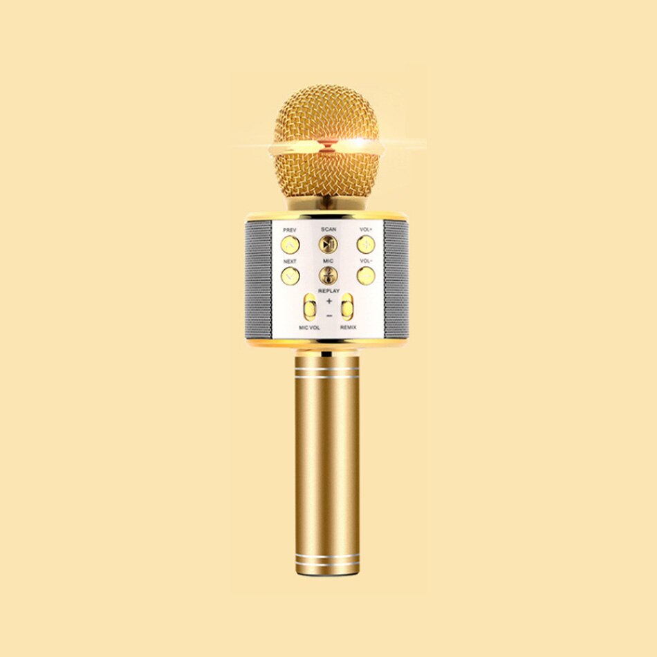 KEXU WS858 wireless microphone condenser karaoke mic bluetooth radio mikrofon mikrafon studio recording studio Mic: Gold