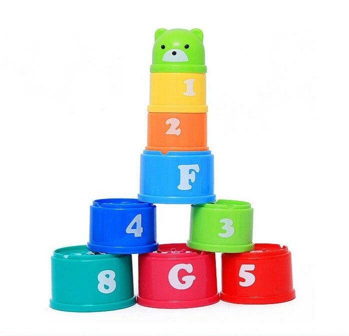 1 Set Baby Children Kids Educational Toy Figures Letters Folding Cup Pagoda