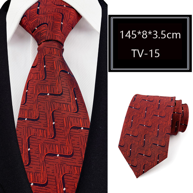 8CM Mens Necktie Stripes Floral Ties For Man Groom Jacquard Woven Neck Tie For Business Wedding Party: Orange
