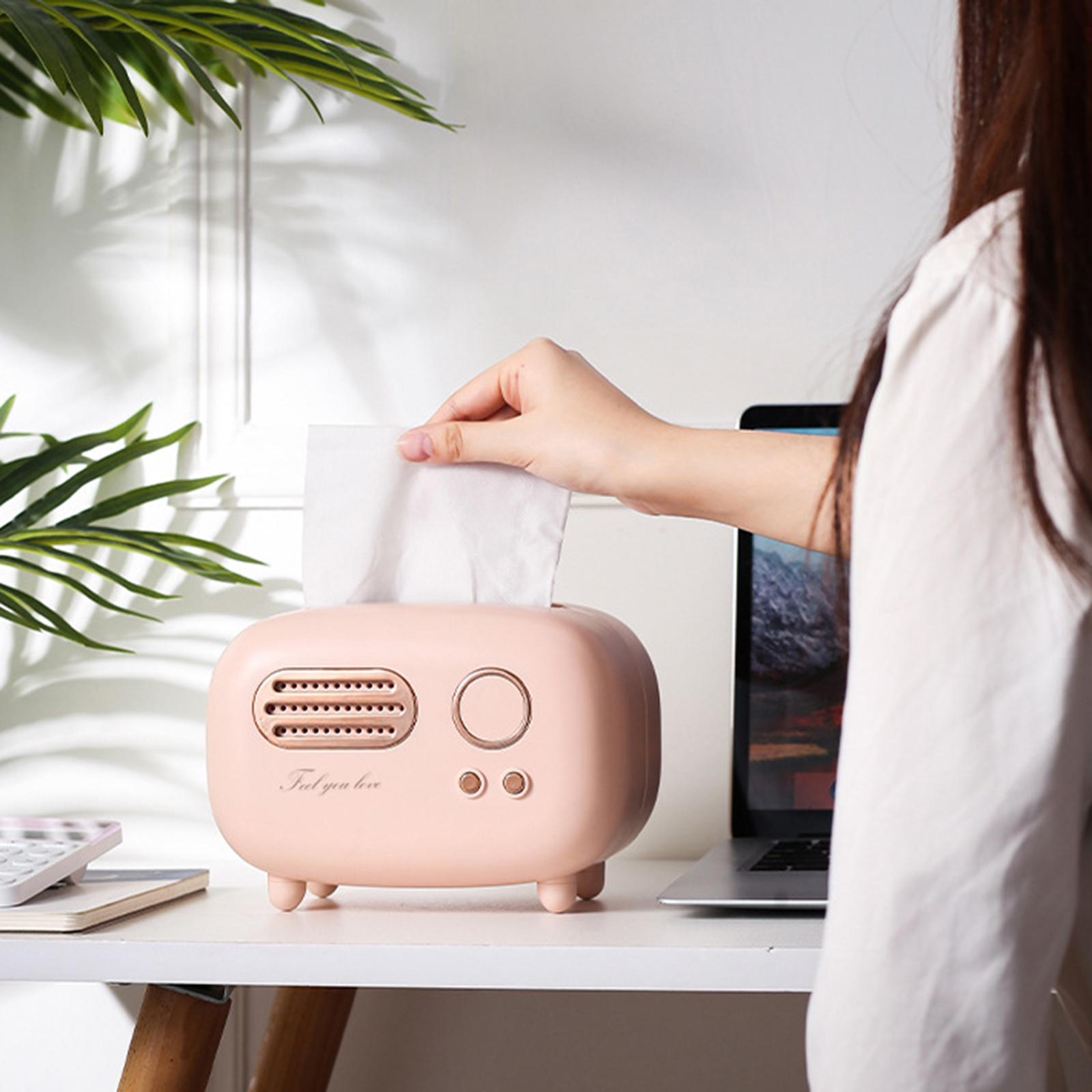 Retro Radio Tissue Box Cover Removable Paper Dispenser Tissue Holder for Coffee Shop Bar Wine Cellar Restaurant Decorative