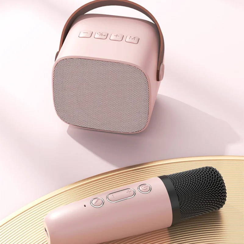 Luidsprekermicrofoons Bluetooth Karaoke-machine Miniluidspreker 5.3 PA-systeem Draagbare Bluetooth-luidspreker met draadloze microfoon voor thuis