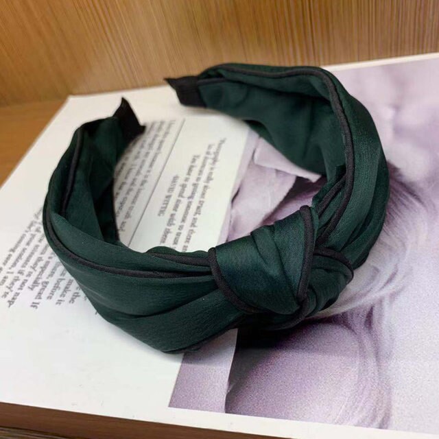 Diadema de tela lisa para mujer, accesorios para el cabello, diadema con nudo para adultos, tocado, Aro para el cabello, 1 pieza: Verde