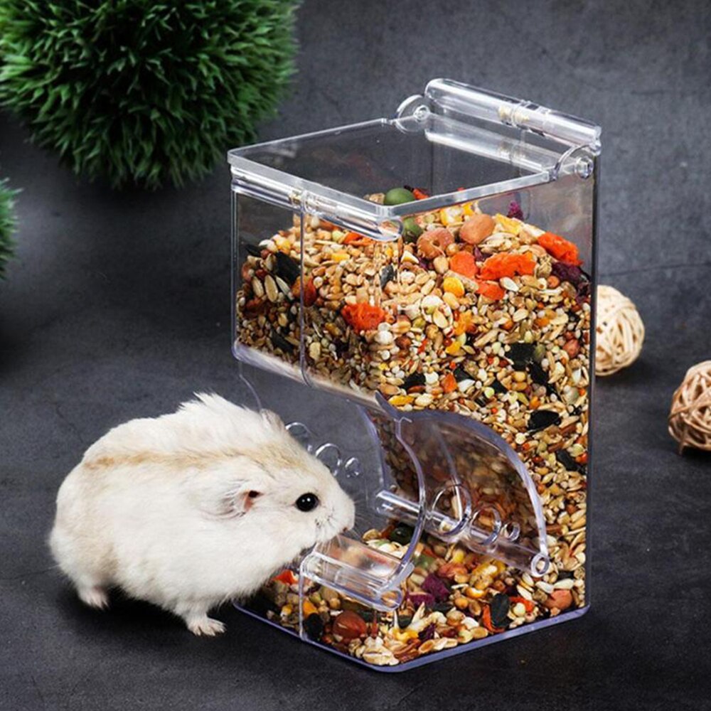 Hamster Konijn Eten Dispenser Feeder Plastic Clear Automatische Pet Feeder Voor Hamster Cavia Voedsel Kom Container