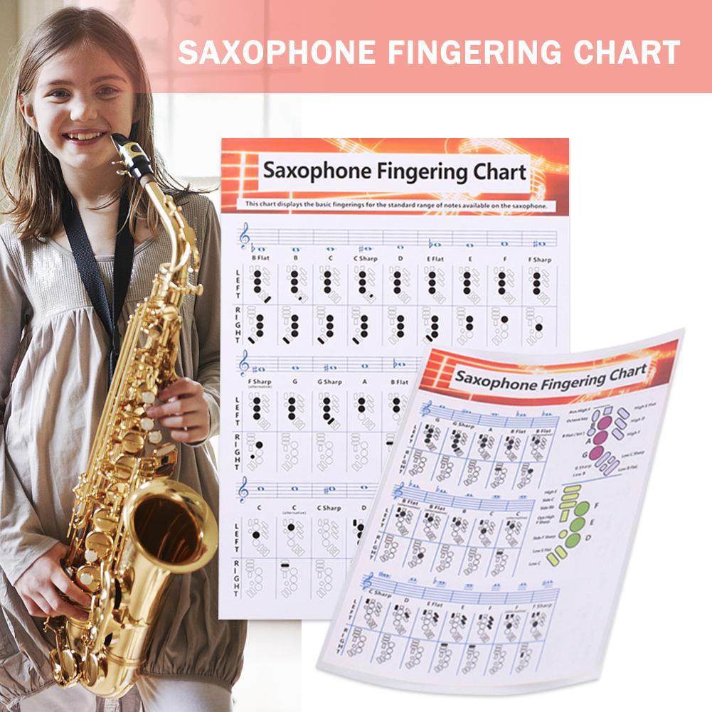 Saxofoon Praktijk Akkoorden Schaal Grafiek Stickers Tool Lessen Muziek Leermiddel Tabs Poster Voor Beginner Gitaar Liefhebbers