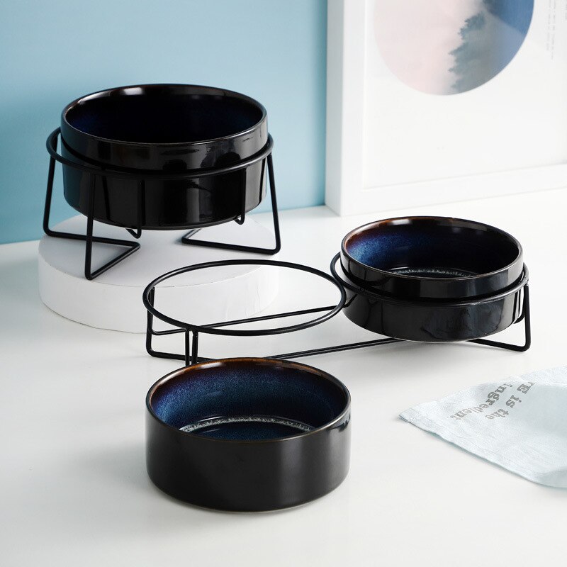 Bol pour animaux de compagnie en céramique chat chiot alimentation fournitures Double bols pour animaux de compagnie chien nourriture distributeur d'eau accessoires pour chiens Durable plusieurs couleurs