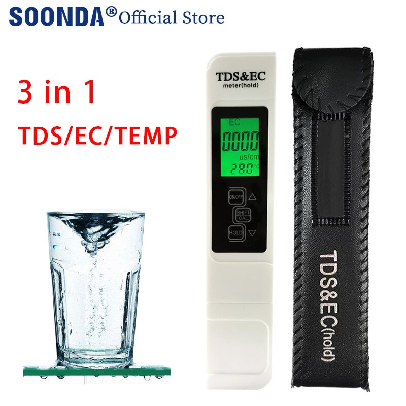 3 in 1 Water TDS Meter EC Conductivity Tester Temperature Tester TDS Pen Filter Water Purity Monitor for Drinking Water