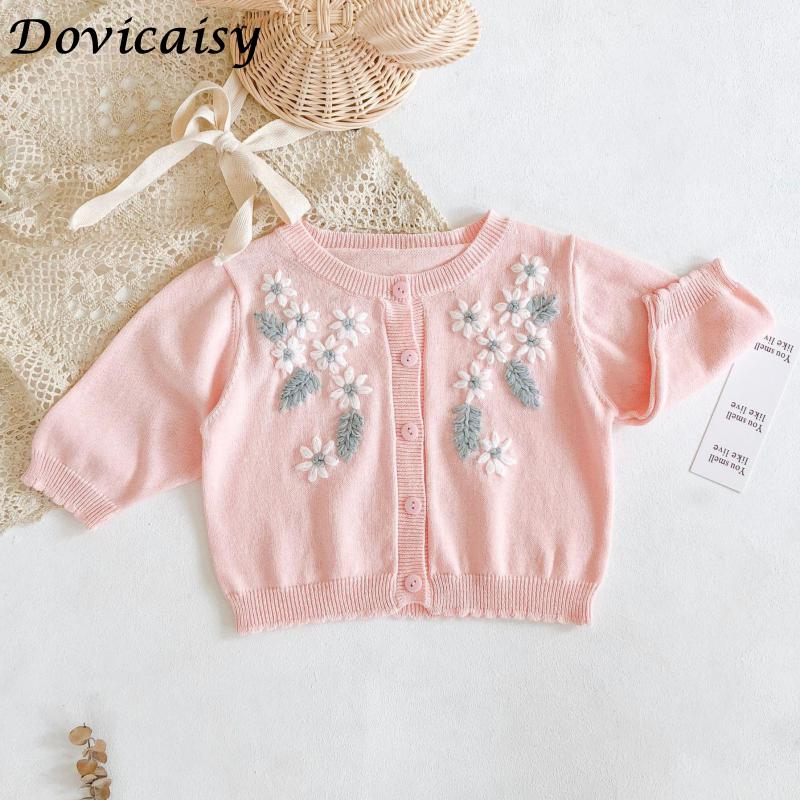 automne hiver bébé filles broderie florale tricot sewater infantile enfants garçon fille à manches longues Cardigan d'extérieur vêtements