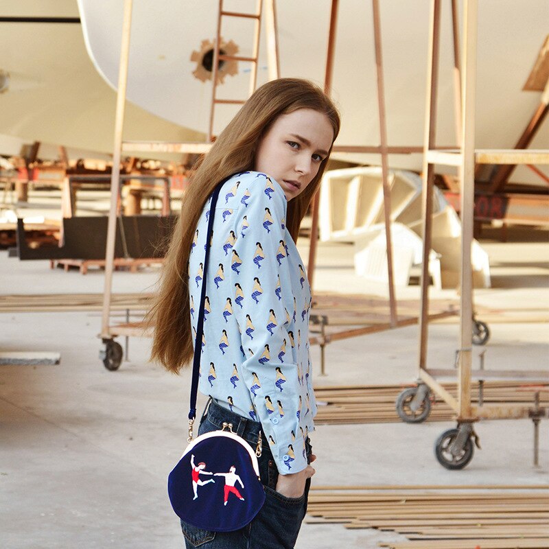 Yizi store crossbody-väskan litterär broderi sammet enkel mobiltelefon axelväskor tjejväska