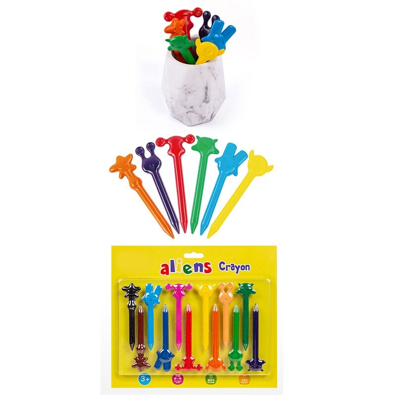 12PCs 12 Colors Alien Crayon Cute Children Students Graffiti Pens Painting Drawing Stationery Supplies