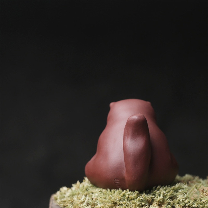 Ceramic Animal Ornament Purple Clay Tea Pet Cute Cat Tea Play Kung Fu Car Crafts Tea Set Home Car Decoration