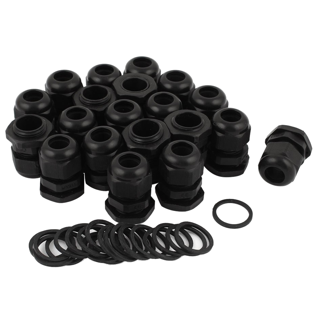 20 Pcs M20 Zwart Plastic 6-12Mm Dia Waterdichte Wartels Connector