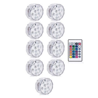 10 Led Remote Controlled RGB Submersible Light Battery Operated Underwater Night Lamp Outdoor Vase Bowl Garden Party Decoration: 1 Controller 9 Lamp