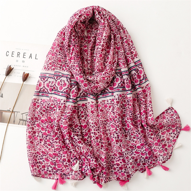 Paisley Abstract Floral Tassel Viscose Shawl Scarf Lady Wrap Thin Pashmina Stole Muslim Hijab 180*90Cm: Milky White